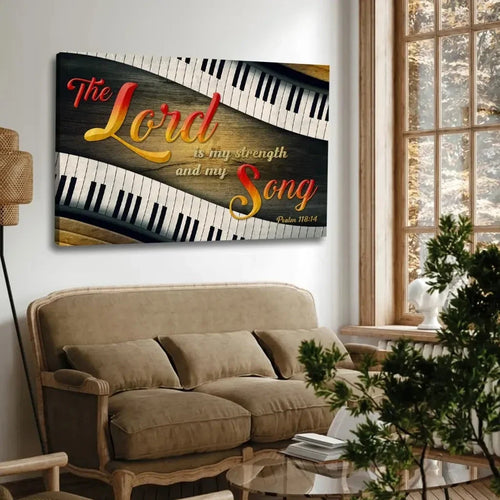 psalm 118 14 the lord is my strength and my song wall art canvas (Landscape)
