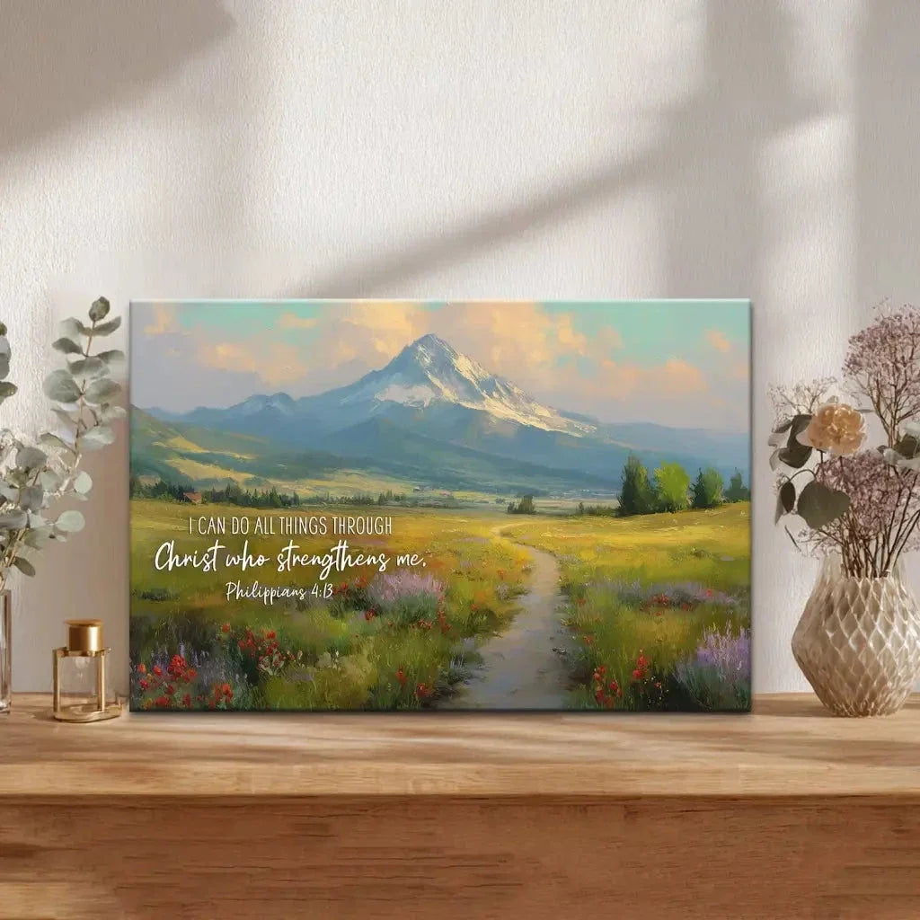 philippians 4 13 i can do all things through christ wall art canvas (Landscape)