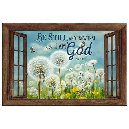 be still and know that i am god butterflies and dandelions wall art canvas (Landscape) (view 2)