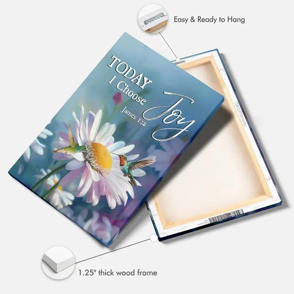 today i choose joy james 1 2 hummingbird with daisies wall art canvas