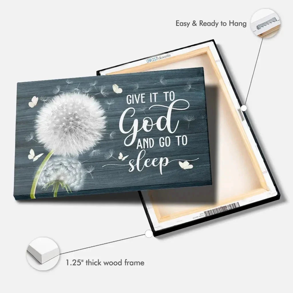 dandelion give it to god and go to sleep christian wall art canvas (Landscape)