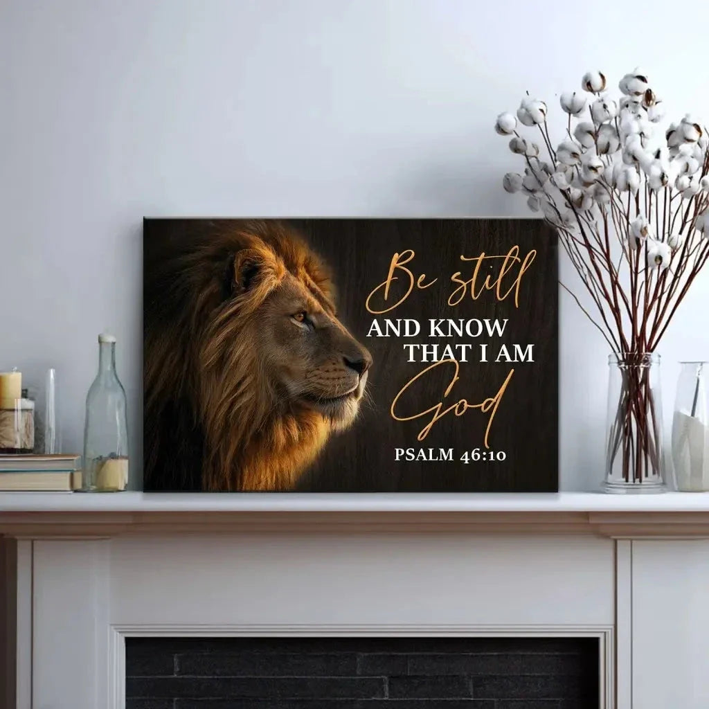 be still and know that i am god lion of judah christian wall art canvas print (Landscape) (view 2)