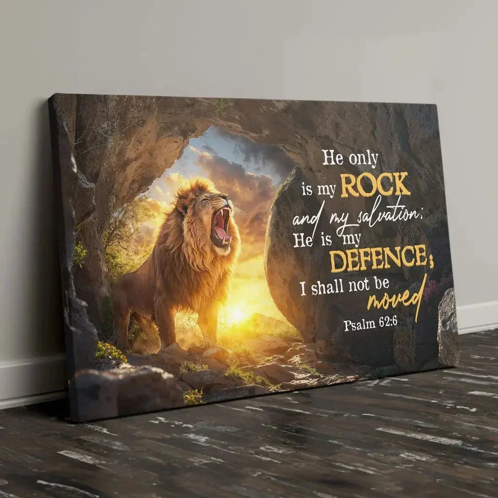 psalm 62 6 kjv he only is my rock and my salvation wall art canvas (Landscape)