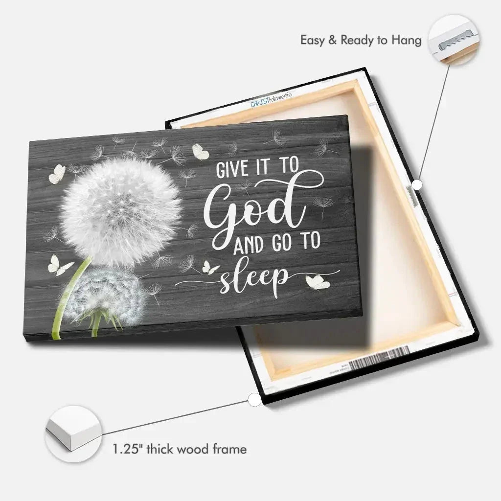 dandelion give it to god and go to sleep christian wall art canvas (Landscape) (view 2)