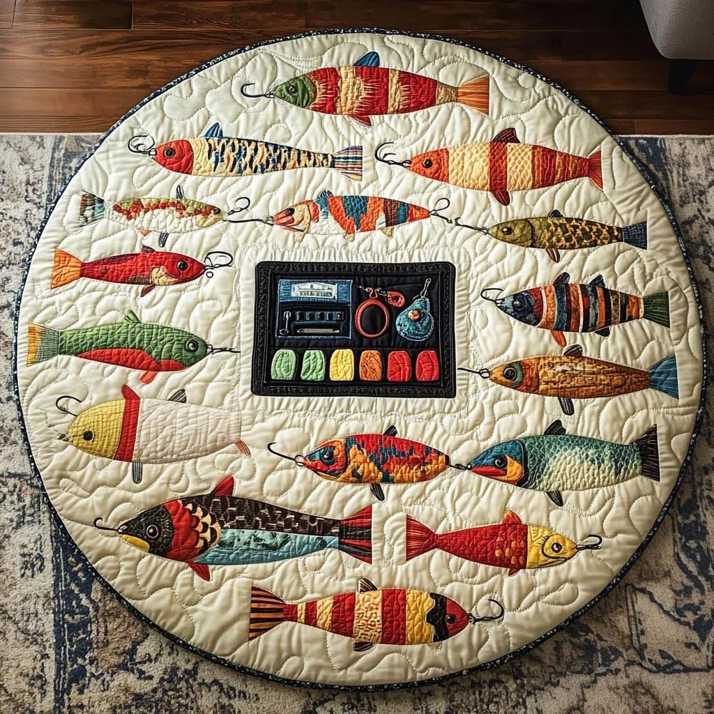 Angler Catch Quilted Round Mat