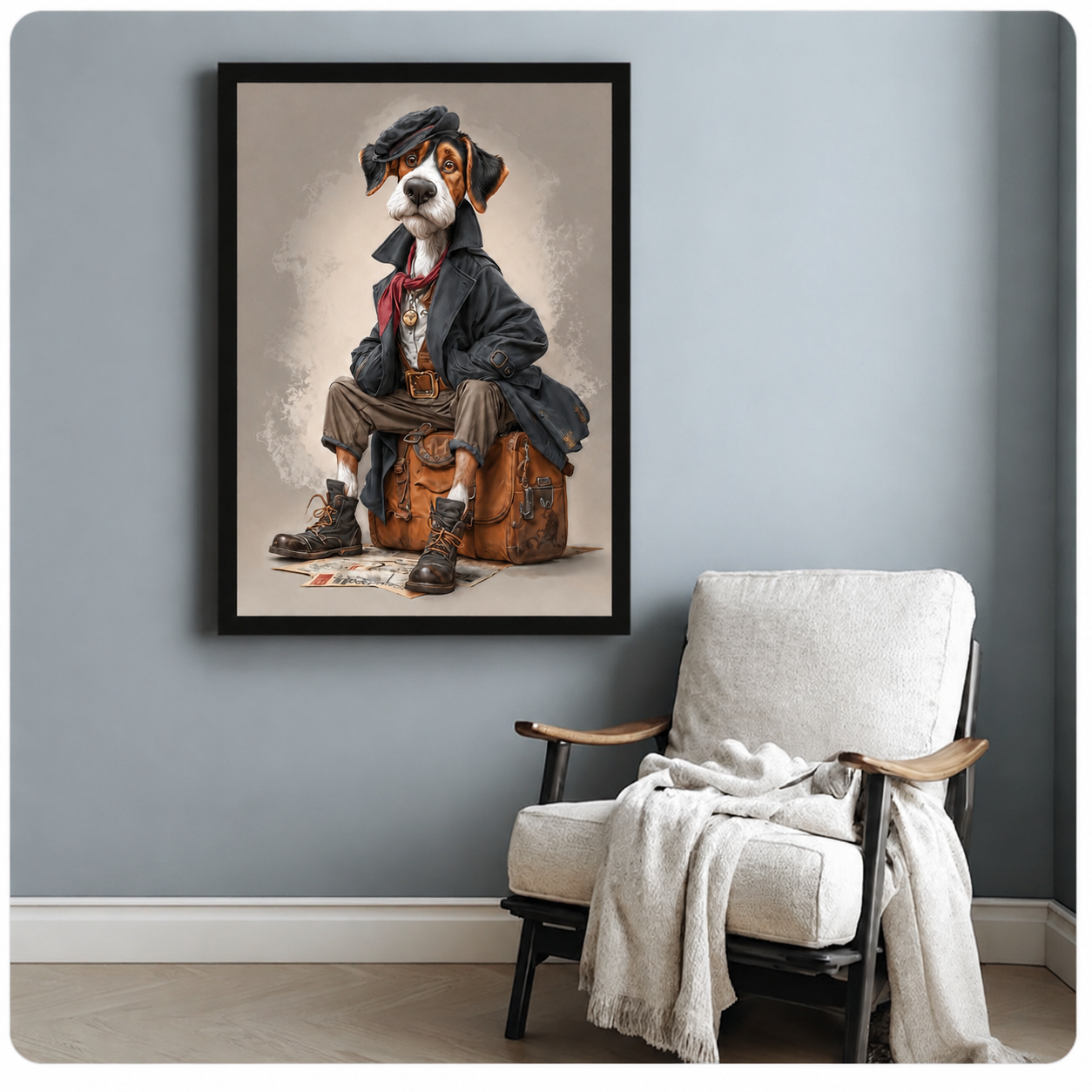 Vintage Traveler Hound Dog Canvas Wall Art