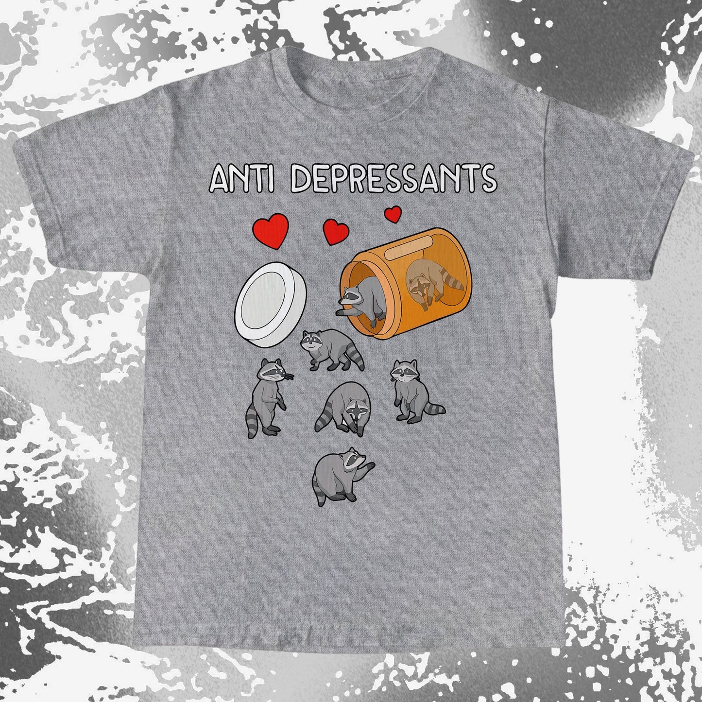 Anti Depressants Raccoon Shirt – Soft Dark Humor Mental Health Art, funny meme tee gift (view 10)