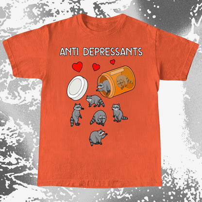 Anti Depressants Raccoon Shirt – Soft Dark Humor Mental Health Art, funny meme tee gift (view 7)
