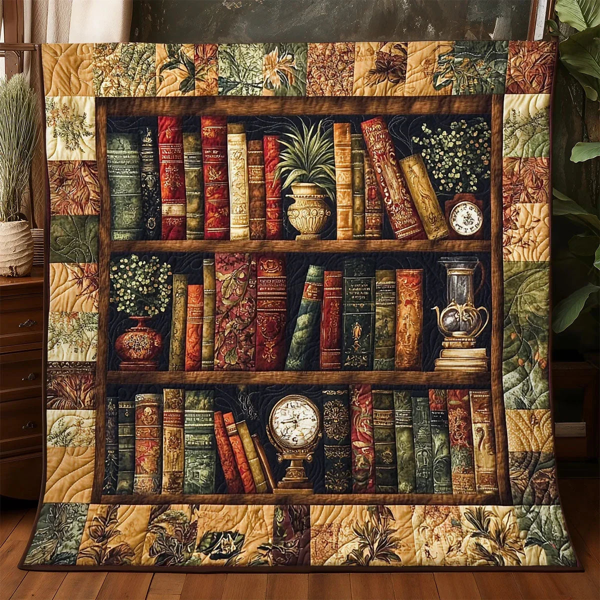 Antique Bookshelf Quilt Blanket