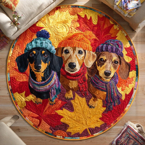 Antique Dachshund Quilted Round Mat