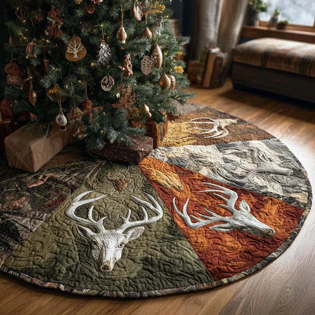 Antler Path Christmas Quilted Tree Skirt