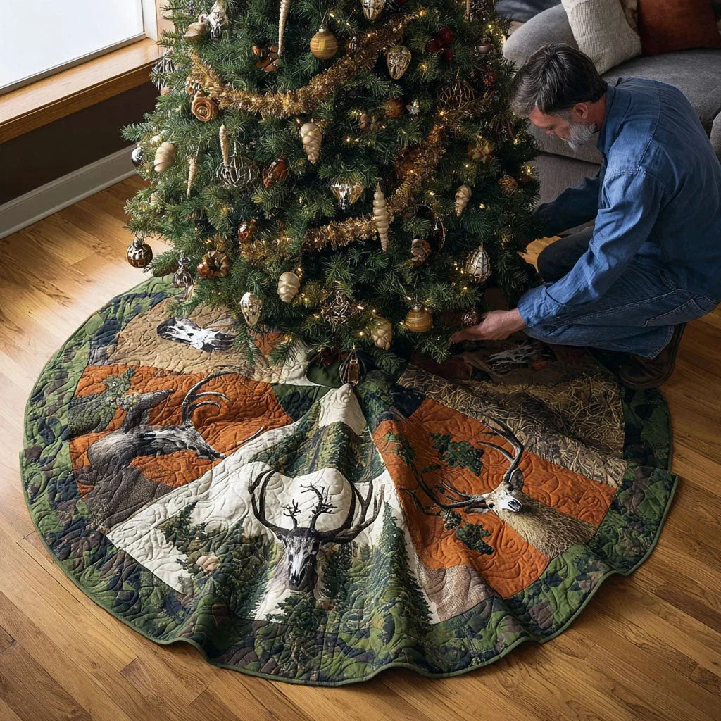 Antler Summit Christmas Quilted Tree Skirt