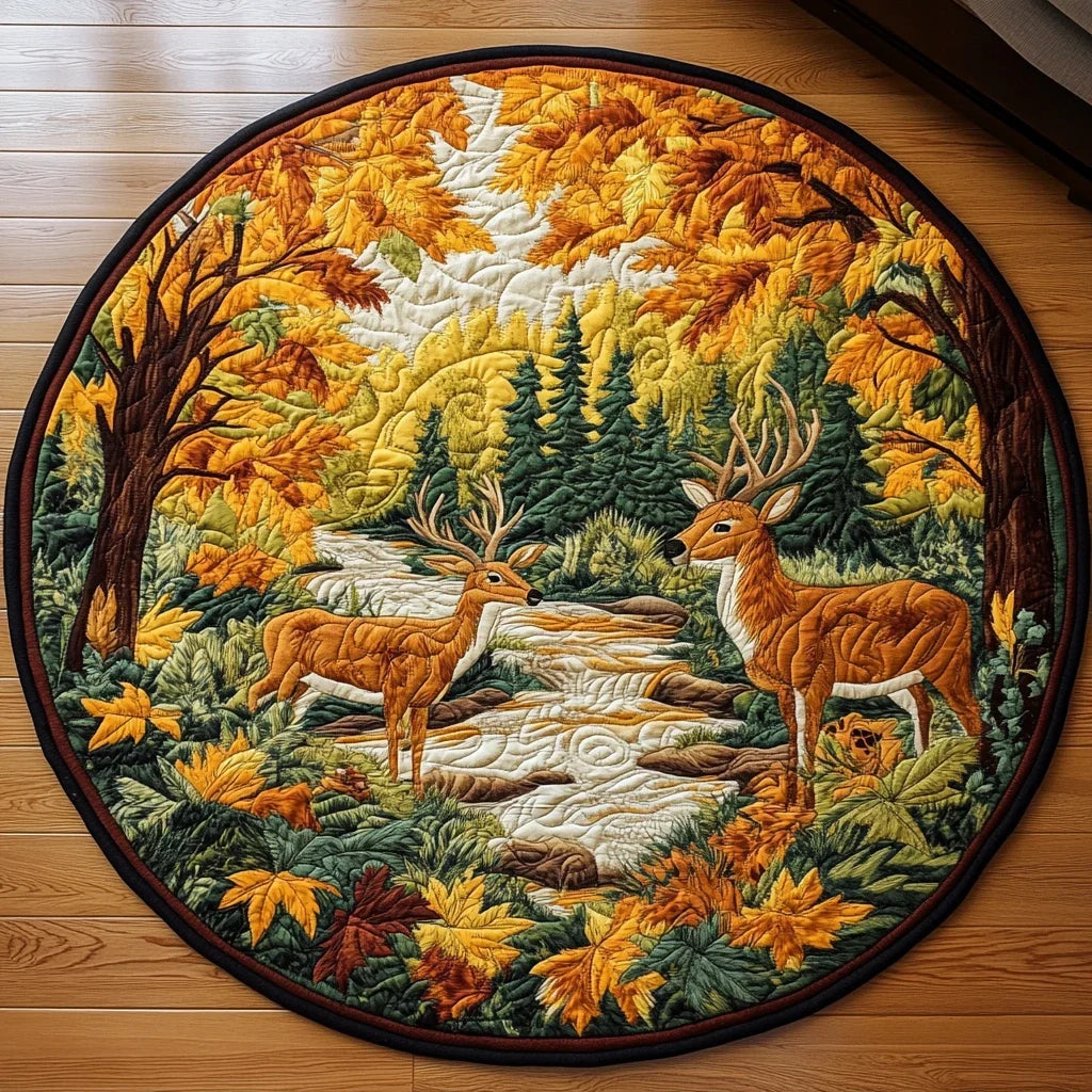 Antlered Majesty Quilted Round Mat