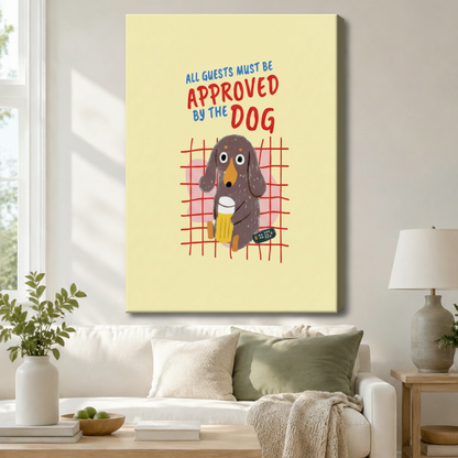 Dog Approved Guests Funny Retro Canvas Art Wall Art