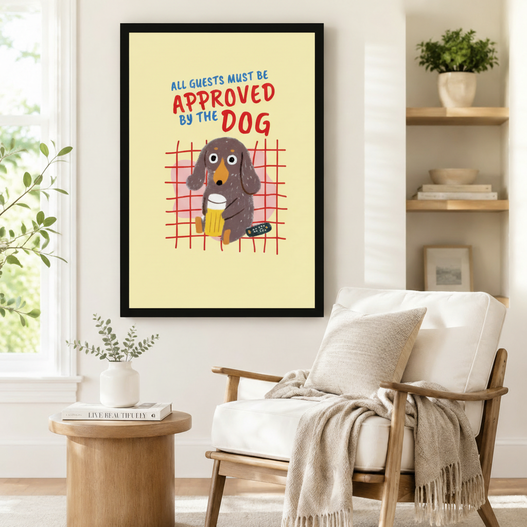 Dog Approved Guests Funny Retro Canvas Art Wall Art