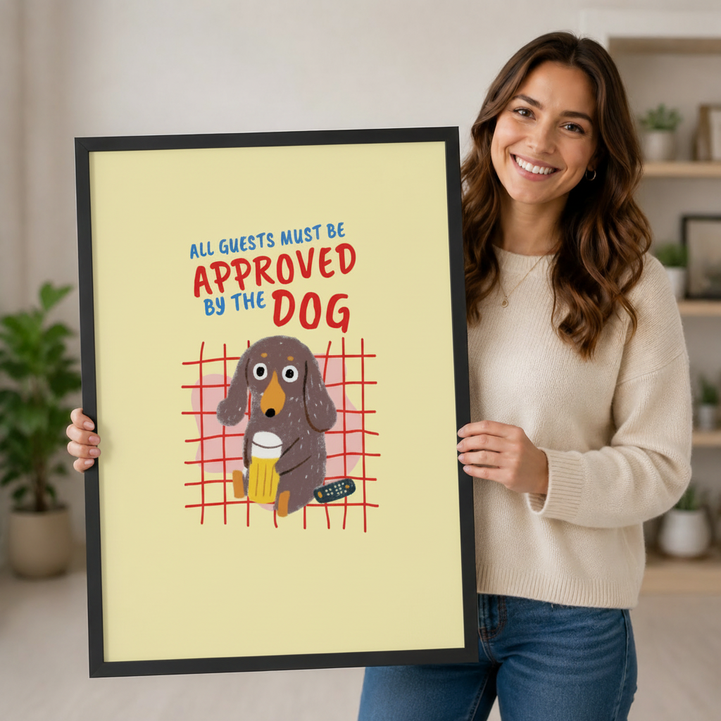 Dog Approved Guests Funny Retro Canvas Art Wall Art