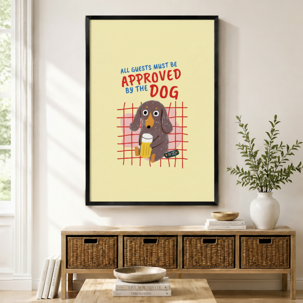 Dog Approved Guests Funny Retro Canvas Art Wall Art