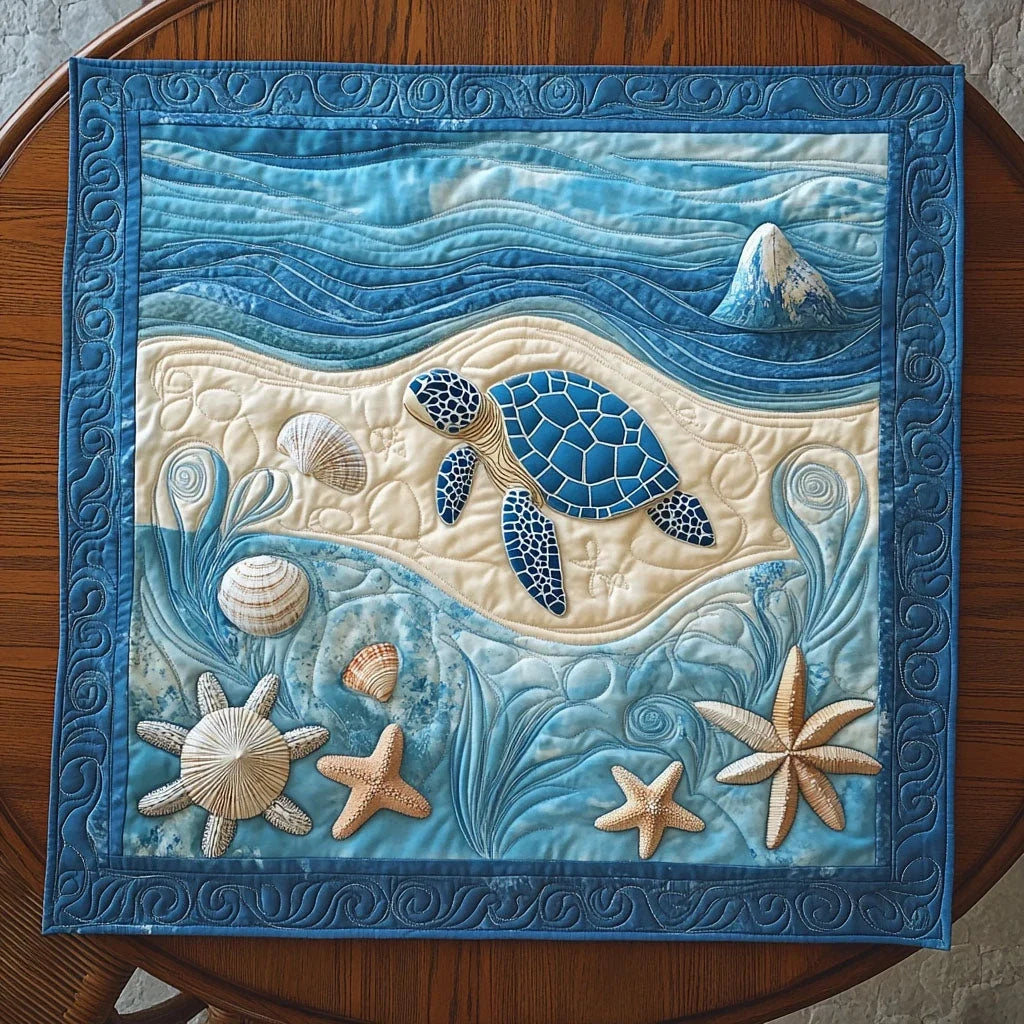 Aqua Calm Quilted Table Topper