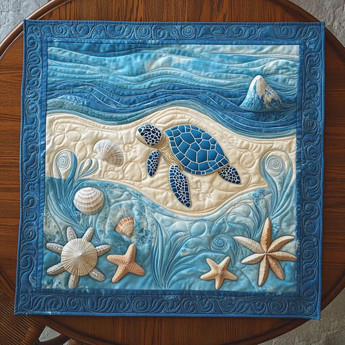 Aqua Calm Quilted Table Topper