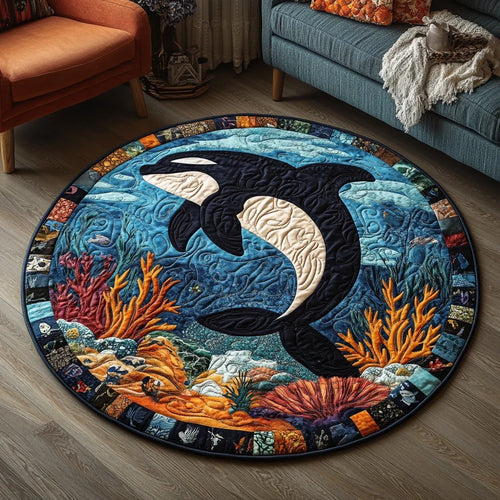 Aqua Tide Wonder Quilted Round Mat