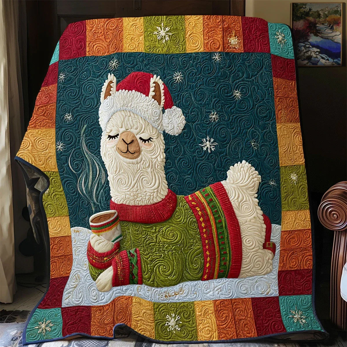 Arctic Llama Quilt Blanket