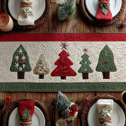 Arctic Pine Glow Quilted Table Runner