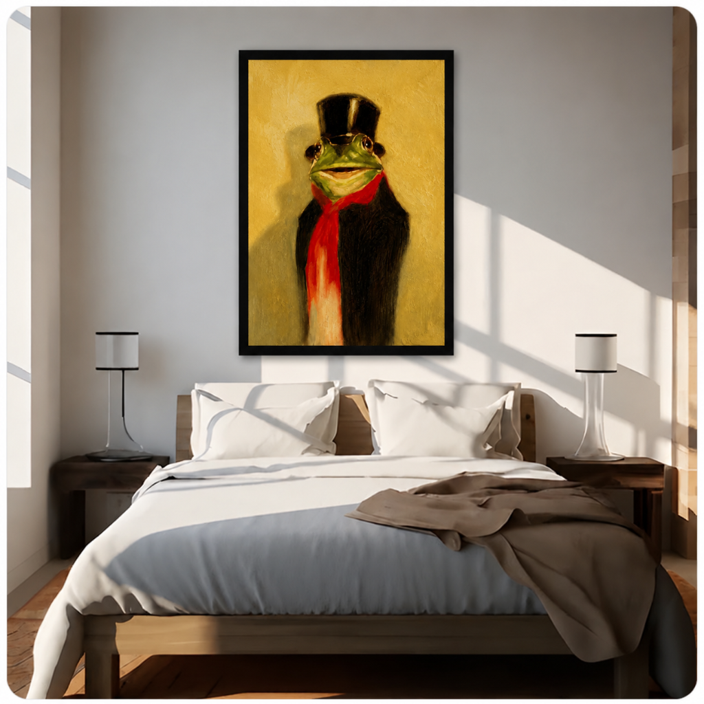 Gentleman Frog Top Hat Canvas Wall Art