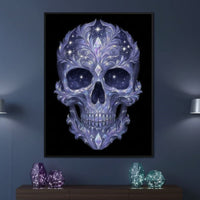 Galactic Crystal Skull Nebula Canvas Wall Art