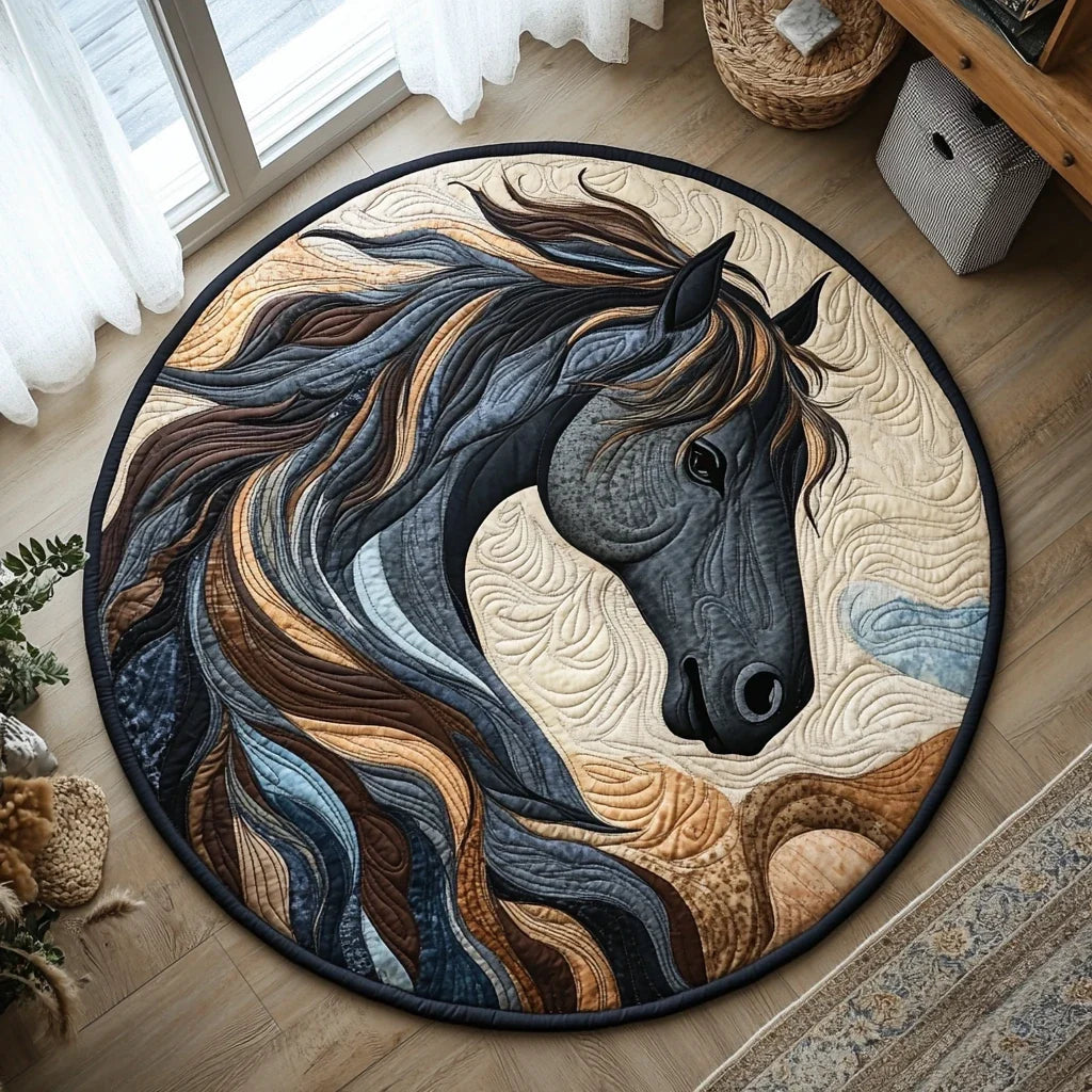 Artistic Horse Quilted Round Mat