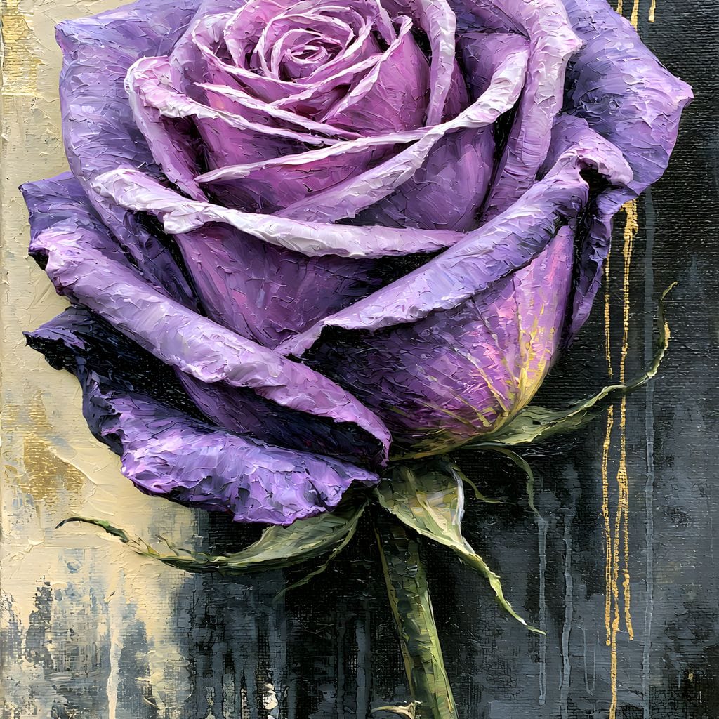 Midnight Petals Against Gilded Shadows Canvas Wall Art