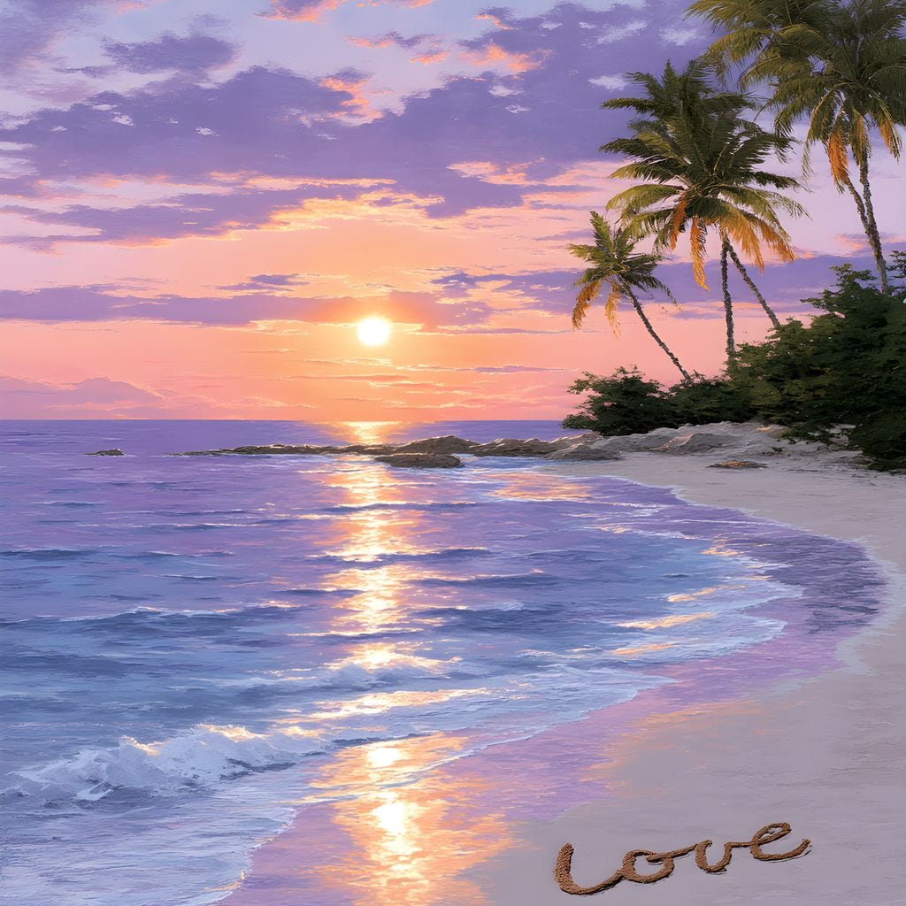Tropical Dusk Serenity Love Canvas Wall Art