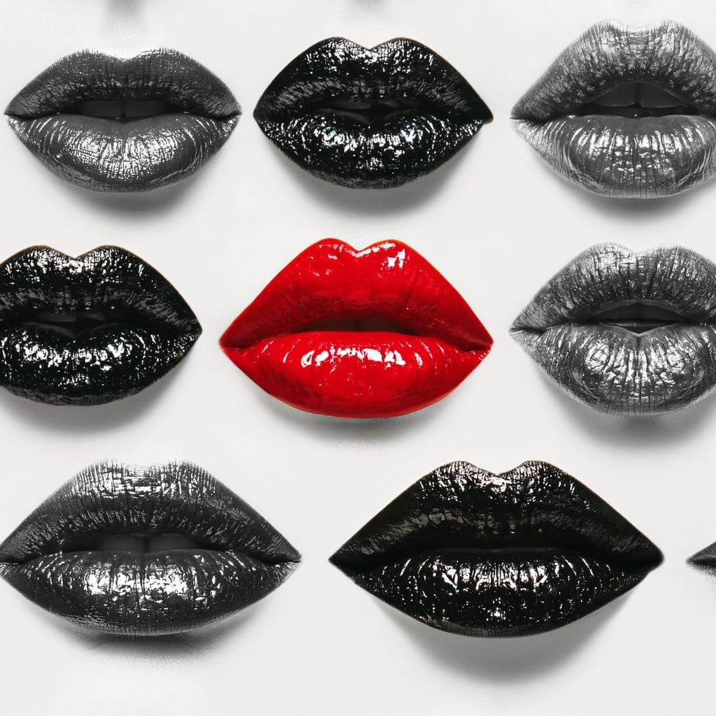Breaking The Monotone Rhythm Red Lips Canvas Wall Art