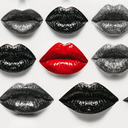 Breaking The Monotone Rhythm Red Lips Canvas Wall Art