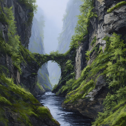 Emerald Gorge Stone Bridge River Canvas Wall Art