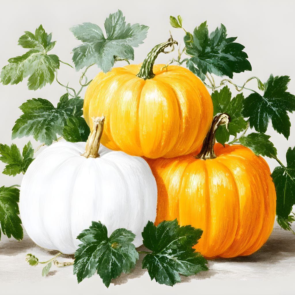 Harvest Pumpkin Trio Botanical Canvas Wall Art