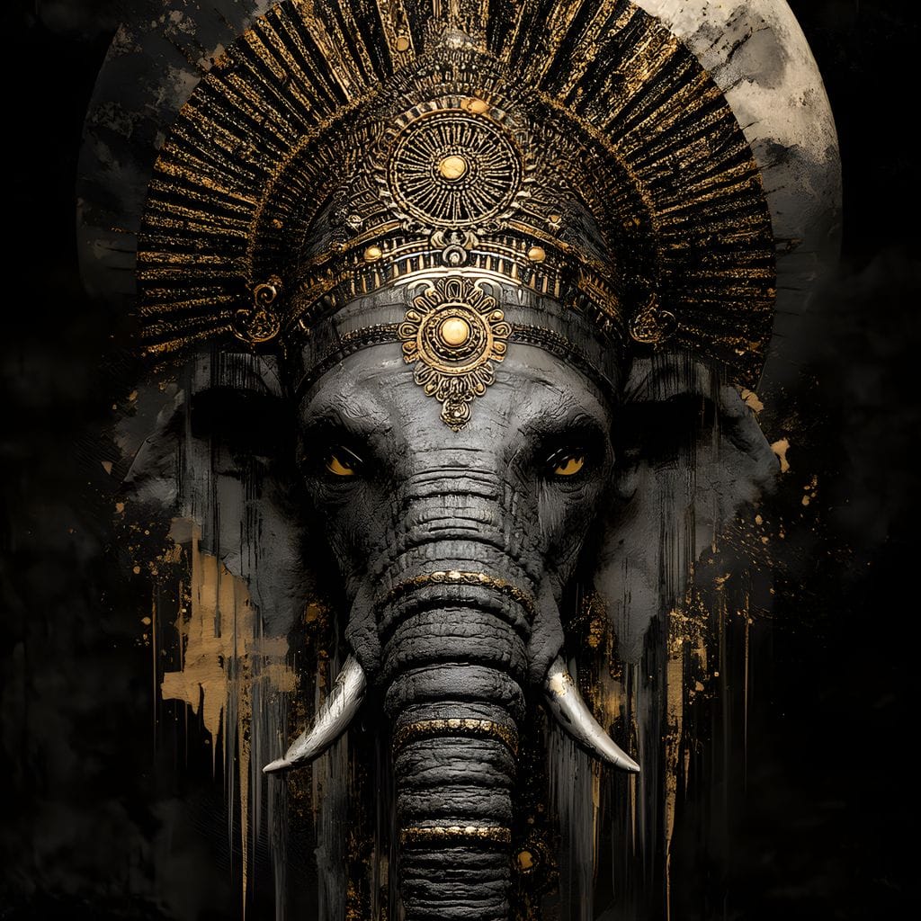 Golden Pharaoh Elephant King Canvas Wall Art