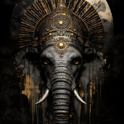 Golden Pharaoh Elephant King Canvas Wall Art