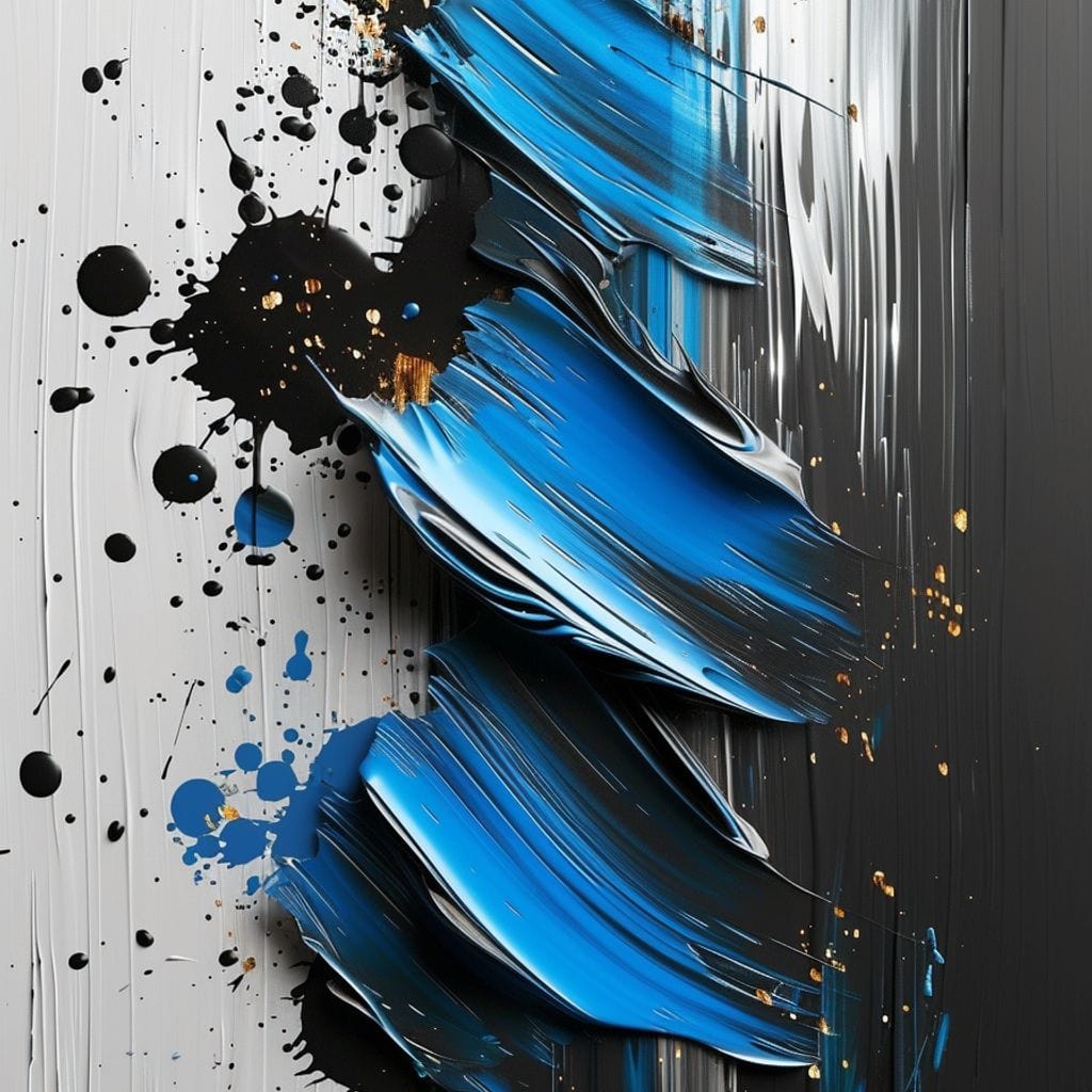 Sapphire Strokes Gold Specks Canvas Wall Art