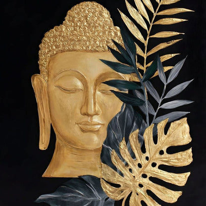 Golden Buddha Botanical Calm Canvas Wall Art