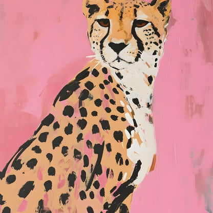Cheetah Safari Elegance on Pink Canvas Wall Art