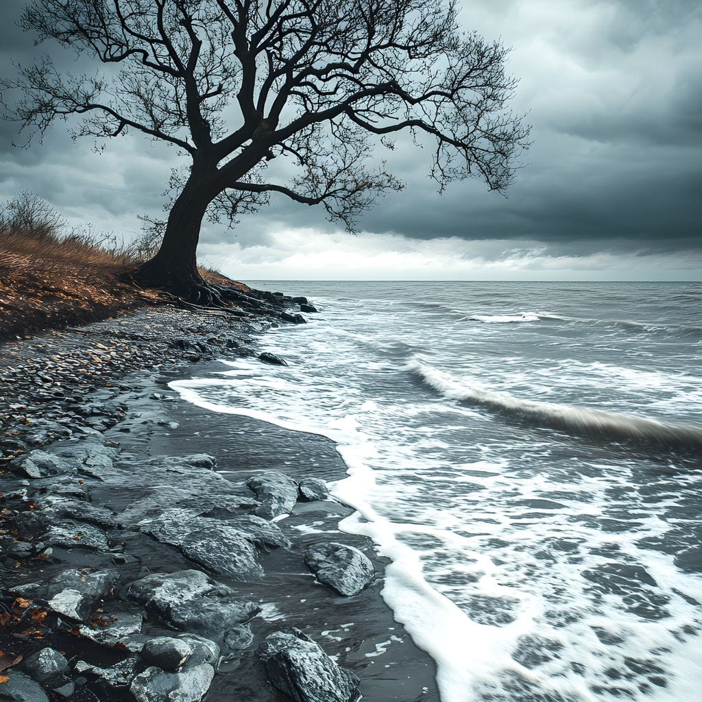 Windswept Shore Solitude Canvas Wall Art
