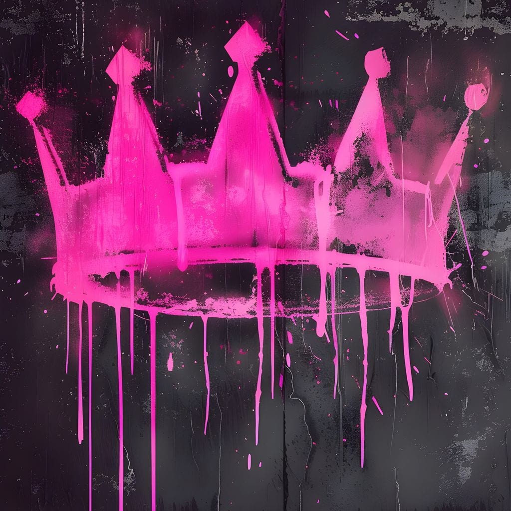 Pink Crown Graffiti Canvas Wall Art