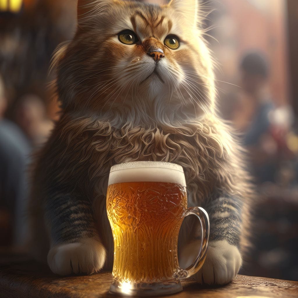 Cat Beer Canvas Wall Art