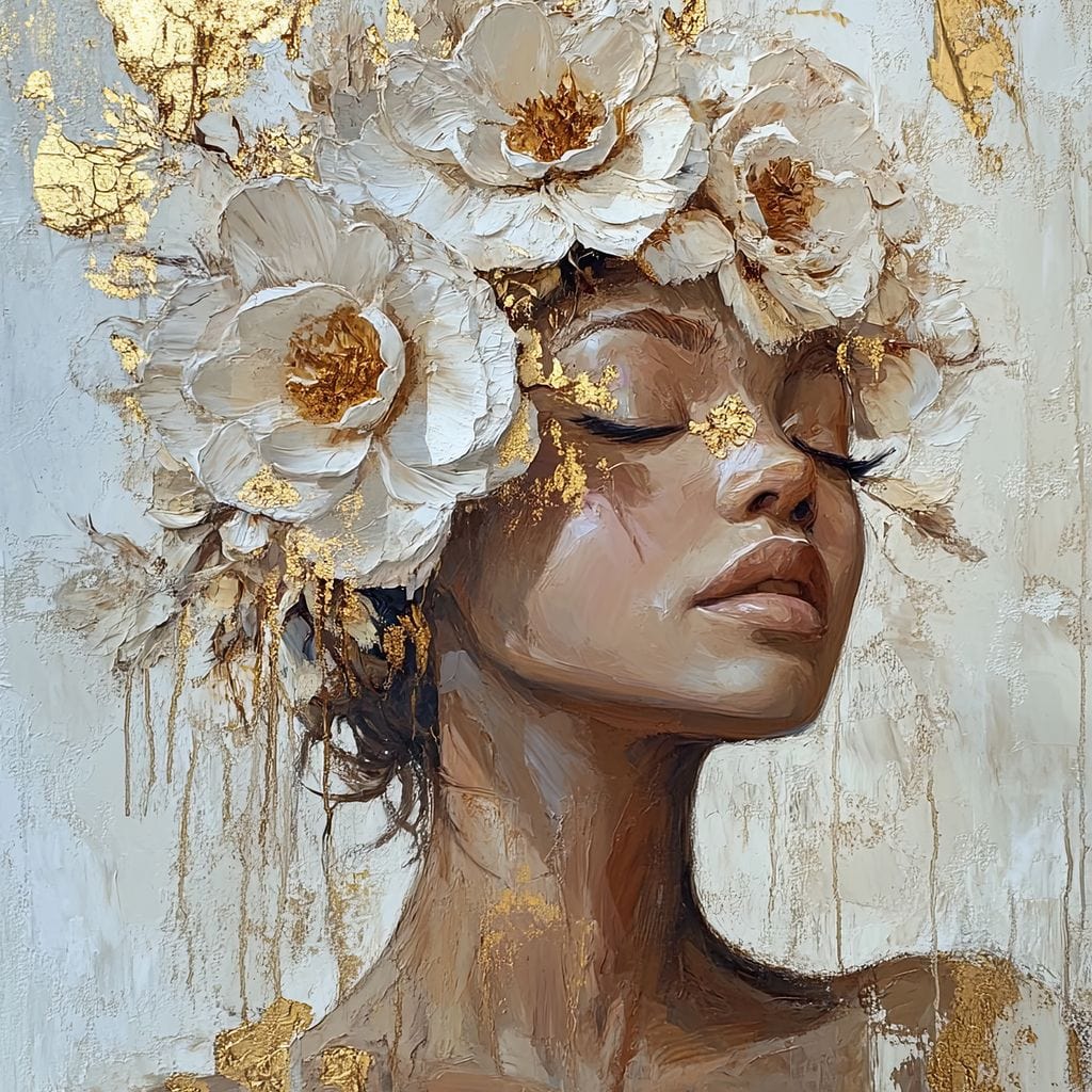 Golden Blossom Dream Essence Canvas Wall Art