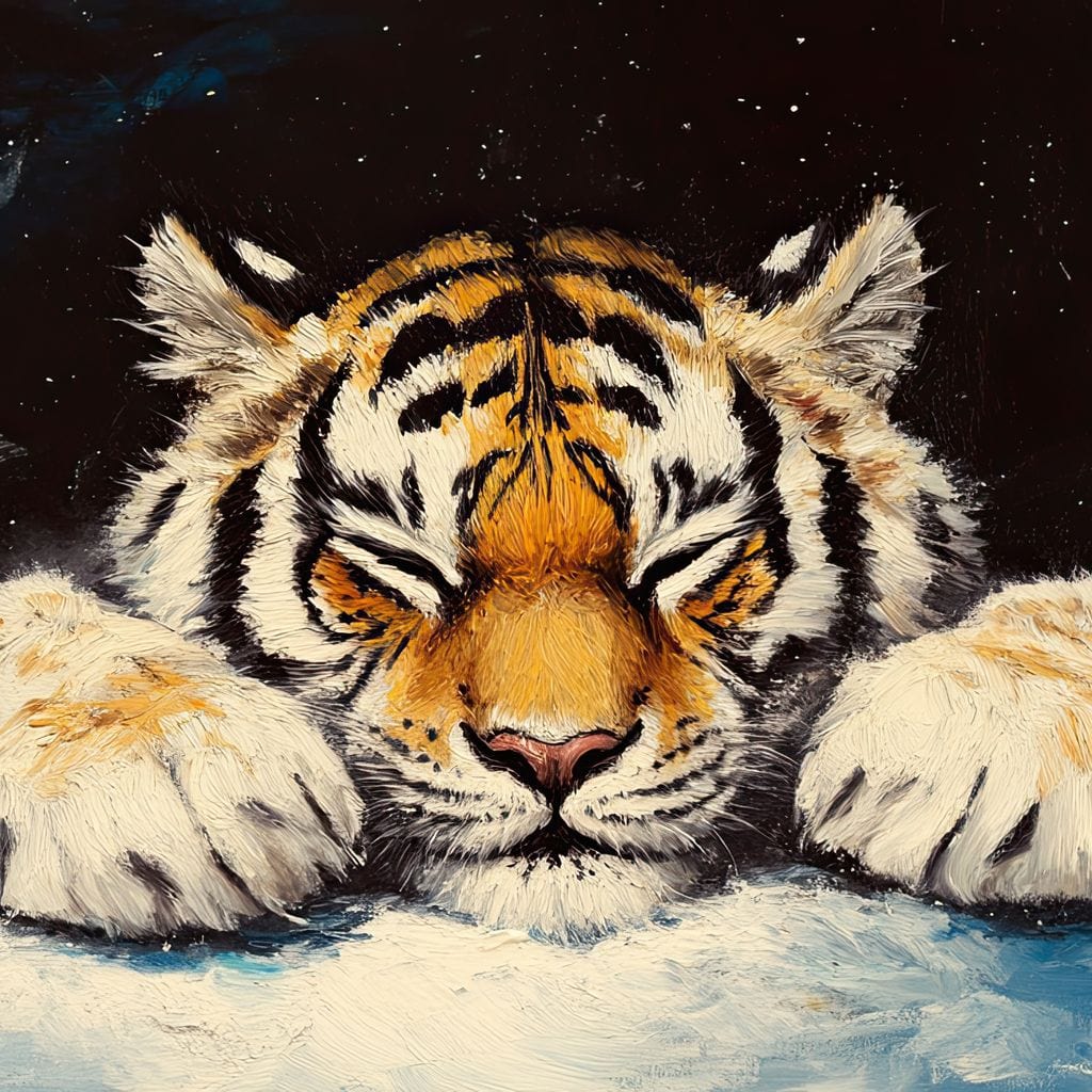 Slumbering Tiger Canvas Wall Art