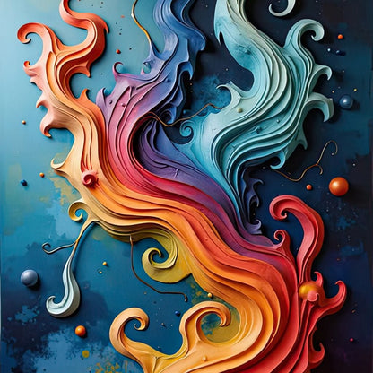 Flowing Rainbow Abstract Canvas Wall Art
