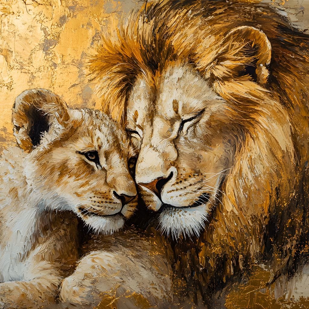 Golden Lions Canvas Wall Art