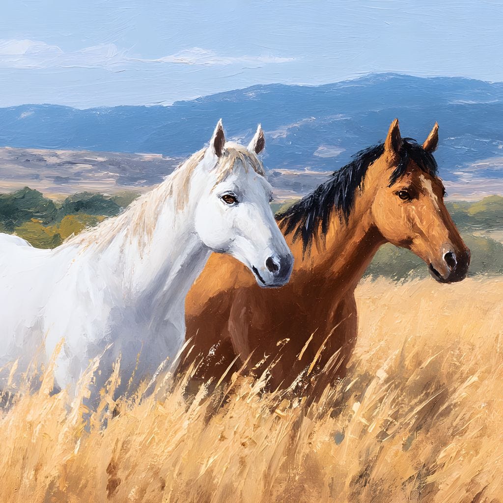 Equine Journey Through Fields Canvas Wall Art
