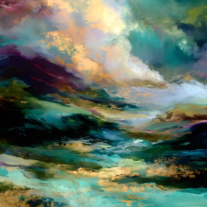Aurora Tides of Golden Drift Canvas Wall Art