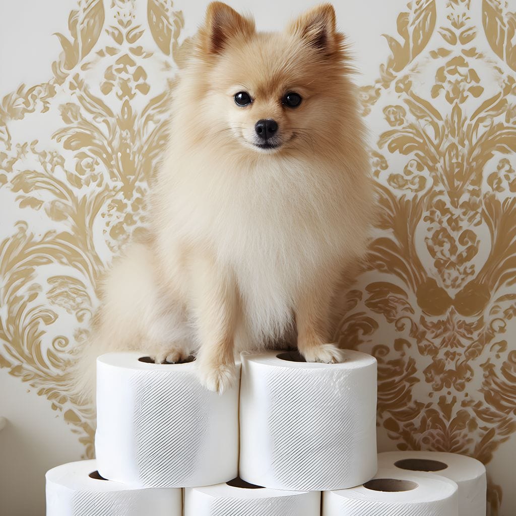 Pomeranian Toilet Tissue Throne Canvas Wall Art